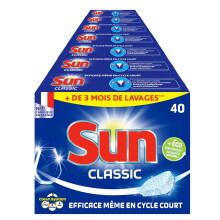 SUN - pastilles lave-vaisselle Classic - 280 tablettes - efficace m?me en cycle court - + de 3 mois de lavages - fabriqu? en France (lot prOMO de 7x40