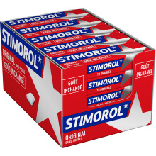 Stimorol Original - Chewing Gum Sans Sucres avec ?dulcorants - Parfum Menthe/R?glisse - Lot de 2 Packs de 25 paquets de 10 tablettes (14 g)