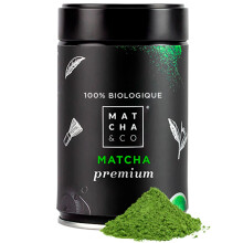 Matcha & CO Th? 100% biologique de qualit? sup?rieure 80 g [qualit? c?r?monielle Premium]. Poudre de th? vert biologique du Japon. Th? biologique de q