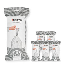 Brabantia Sacs Poubelle PerfectFit Multipack (Code H/50-60 Litres) Ultra R?sistant, Poign?es Coulissantes, 6 rouleaux (120 Sacs) 138782 Blanc