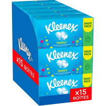 KLEENEX - Mouchoirs bo?te maxi-pack Family (15 boites de 128 mouchoirs) - format id?al pour toute la famille - Fabriqu? en France