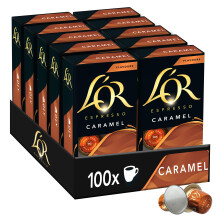 L'OR - Caf? Espresso - Caramel - Fruit? - Onctueux - Torr?faction fonc?e - Subtil - Compatible Nespresso - 10 lots de 10 capsules en aluminium