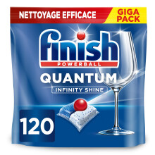 Finish Quantum Infinity Shine Pastilles Lave-Vaisselle, Elimine Les Taches Tenaces, 120 Capsules (L'emballage de l'article peut varier)