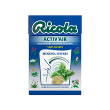 Ricola - Bonbons aux Plantes Suisses - Parfum Activ'Air Menthol Intense - Sans Sucres - 20 Bo?tes de 50g