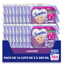 SOUPLINE - Adoucissant Concentr? Soupline 3D Lavande - Eco-Recharges - Formule Active ? Froid - 92 % d'Ingr?dients d'Origine Naturelle - 16 Lot de 3 x