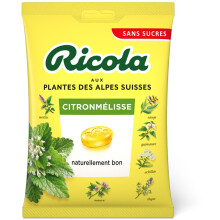Ricola - Bonbons aux Plantes Suisses - Parfum Citron M?lisse - Gourmand et Rafra?chissant - Sans Sucres - Lot de 24 sachets de 70 gr