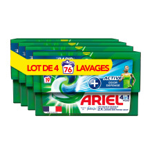 Ariel 4en1 PODS, Lessive Liquide En Capsules 76 Lavages (4x19 Tablettes), Touche De Febreze, Active Odor Defense, Parfum De Propret? 2x Plus Long, Fab