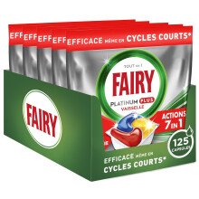 Fairy Platinum Plus Tablettes Lave-Vaisselle Tout En 1 Technologie Anti-terne, Citron, (5x25) 125 Capsules, Nettoyage Optimal, Redonne De L??clat Et P