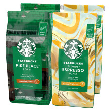 STARBUCKS Pike Place Roast, Blonde Espresso Roast Caf? en Grains 450g (Pack de 4)