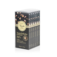 Venchi - Kit de 6 Tablettes de Chocolat Noir 70% et Noisettes enti?res, 600 g - Sans Gluten - V?g?talien