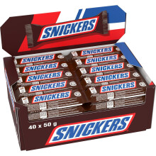 SNICKERS - Barre Chocolat au Lait, Cacahu?tes & Caramel - Grand format - 40 barres chocolat?es individuelles de 50g - 2kg