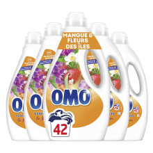 OMO - Lessive liquide En Mangue d'?vasion - 210 lavages - Mangue et Fleurs des ?les - propret? ?clatante & parfum longue dur?e aux essences naturelles