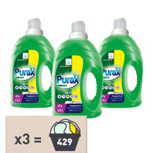 PUROX UNIVERSAL Lessive Liquide (143 Lavages x 3) Gel pour textiles color?s et blancs, D?tergent HDPE 4,3 l, lot de 3