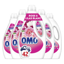 Omo - Lessive Liquide Rosir de Plaisir - 210 Lavages - Rose et Lilas Blanc -propret? ?clatante & parfum longue dur?e aux essences naturelles (lot de 5