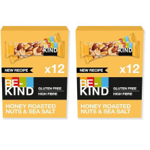 BE-KIND - Barres de C?r?ales - Noix Grill?es au Miel & Sel Marin - Sans Gluten - Riches en Fibres - Grand Format - 12 x 40g (Lot de 2)