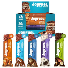 JOYFUEL Coffret panach?e de 12 Barres Prot?in?es de 55gr -D?couvrez l'assortiment des barres JOYFUEL au Chocolait au lait, noir ou blanc 