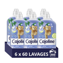 CAJOLINE - Adoucissant linge - 360 lavages - parfum Fleur de la passion et bergamote - fra?cheur parfum?e (lot promo de 6x60)