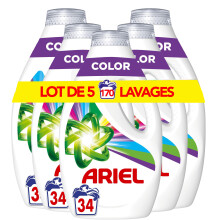 Ariel Lessive Liquide, 120 Lavages (4x34), Couleur, ?limine Les Taches Incrust?es, M?me Apr?s 7 Jours, Impeccable M?me En Cycle Court Et ? Froid, Fabr