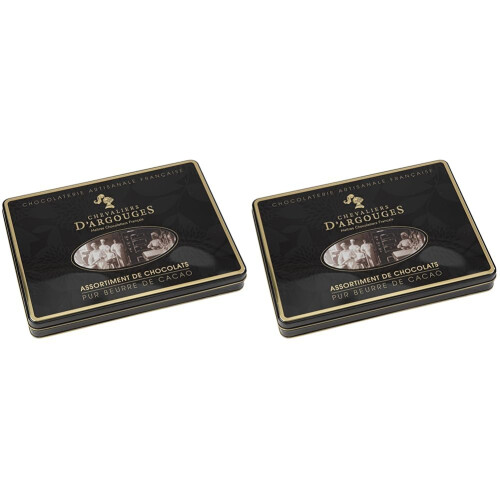 Chevaliers d'Argouges - Assortiment de chocolats noir, lait, blanc - Coffret cadeau prestige - 300g (Lot de 2)