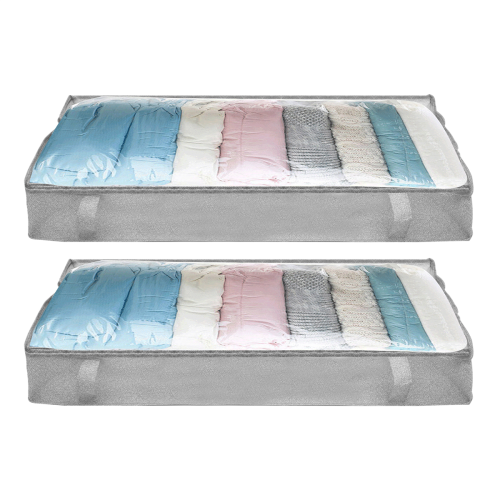 Foldable Under Bed Bags Large Storage Boxes Thick Breathable Underbed Clothes Zippered Organizer 2