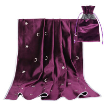 Mantel de terciopelo para tarot de altar con bolsa de juego de adivinación y estrellas bordadas