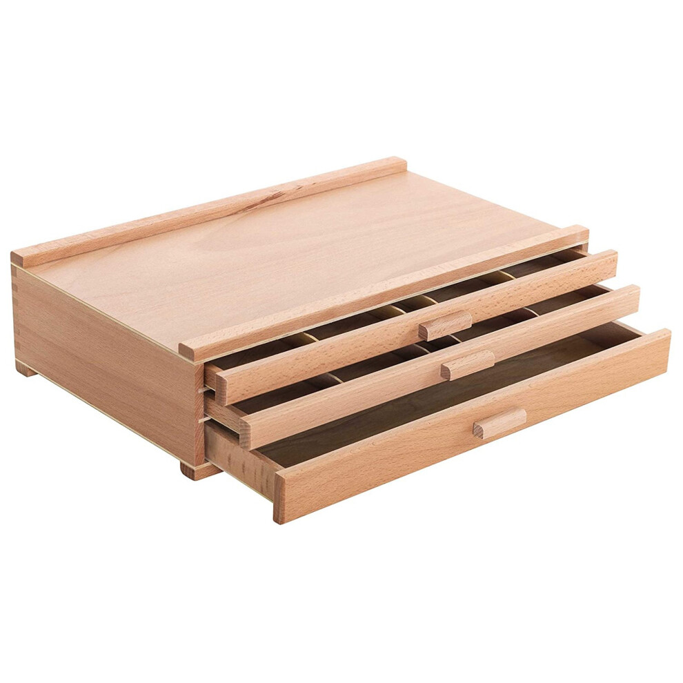 3-laags ladekast voor kunstenaarshout, voor potlood, pen, pastel, stiftset, opbergruimte voor schildergereedschap voor studenten