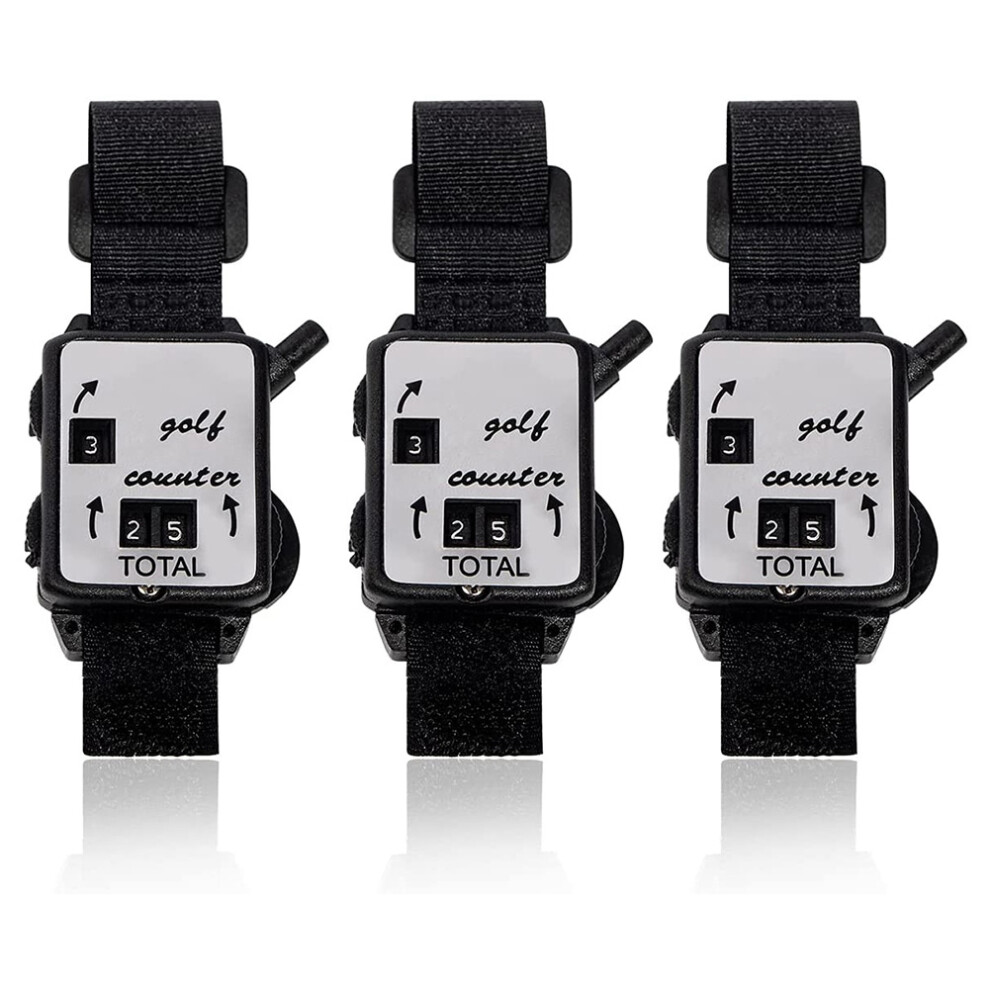 Jojomino 3 Pcs Golf Score Counter, Mini Stroke Counter Watch With Reset Count Scorer Scoring Keeper