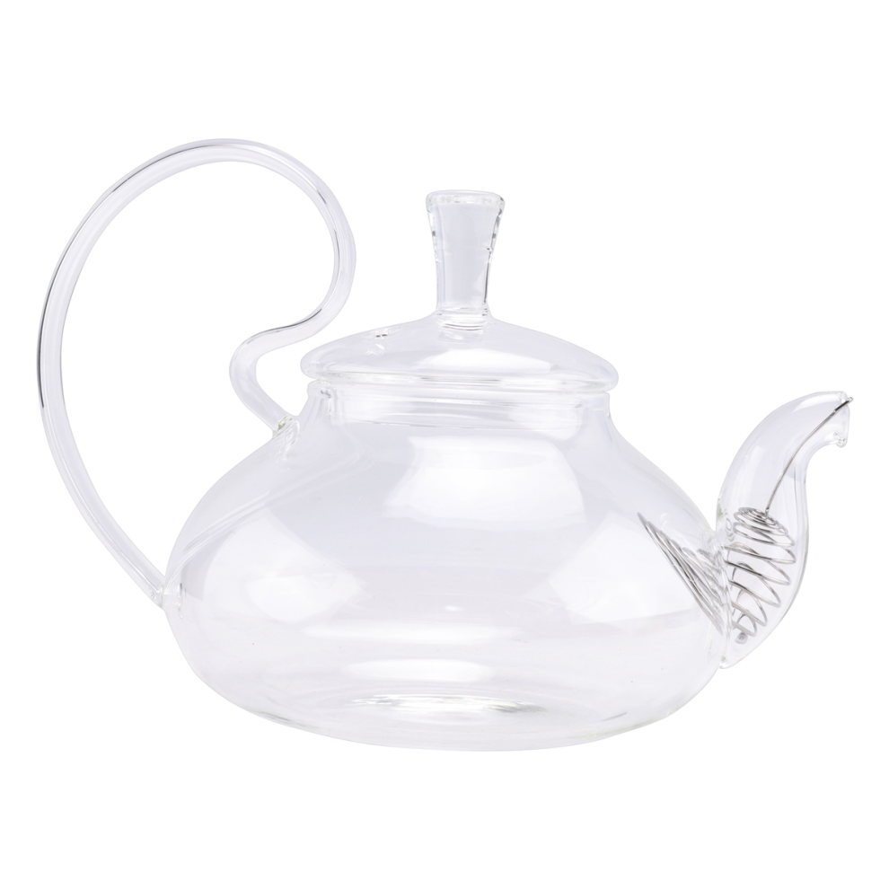 Teiera In Vetro Con Manico Alto E Resistente Al Calore Da 650 Ml, Con Filtro E Motivo A Fiori.