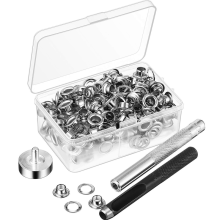 Juego de 100 ojales metálicos de 6 mm con varilla perforadora de montaje para accesorios de bricolaje, artesanía de cuero, reparación de ropa.