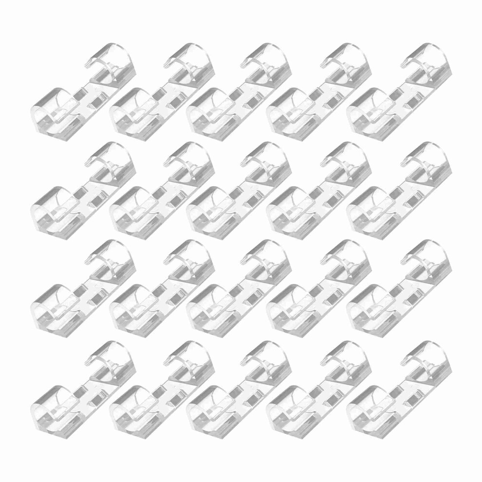 100PCS Cable Clips Tidy Wire Holder with Strong Self Adhesive Pads Plastic Cord Management Organiser Transparent