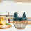 Egg Storage Basket Metal Wire Fruit with Chicken Shape Lid Ceramic Holder, Holds 30 Eggs 8