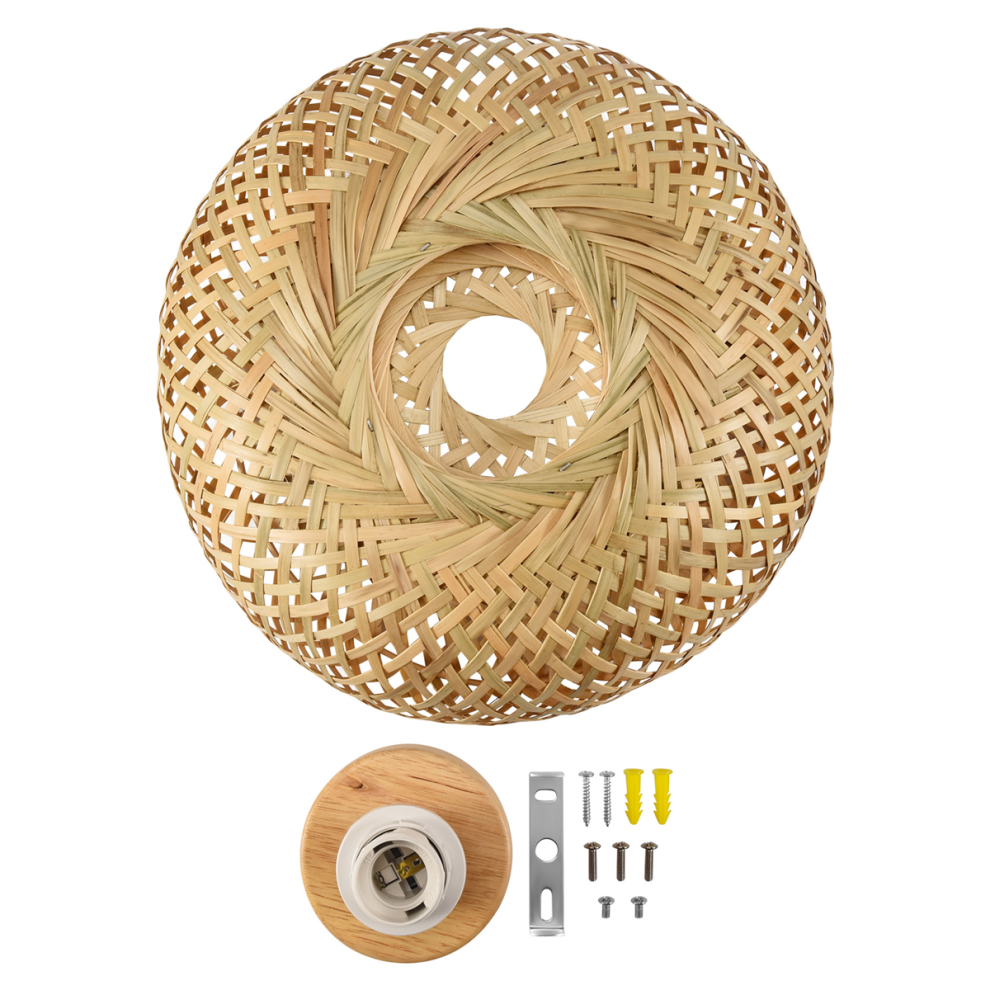 Lampada Da Soffitto A Filo In Vimini Di Bambù E Rattan, Per Soggiorno, Camera Da Letto, Sala Da Pranzo, 30 X 18 Cm.