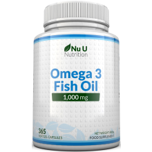 Omega 3 Fish Oil 1000mg - 365 Softgels - High Strength EPA & DHA - 1 Year Supply