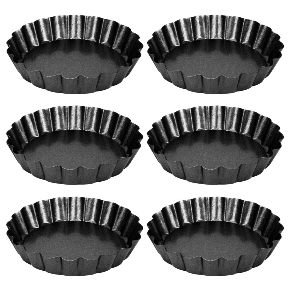 Set Di 6 Teglie Per Crostate, Piccole Quiche Antiaderenti Da 4 Pollici Con Fondo Rimovibile In Acciaio Al Carbonio Per Cucinare E Cuocere Al Forno