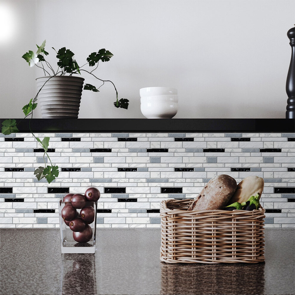 10Pcs 3D Elegant Marble Effect Self-Adhesive Wall Tile Sticker
