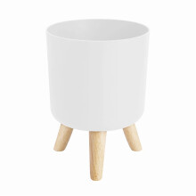 Modern Plant Pots with Wooden Legs Holder Bedroom Living Room Floor Standing Potted Flower Pot Home Garden -B