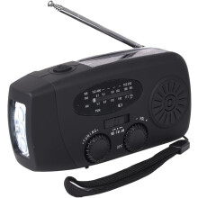 Emergency Hand Crank Radio with LED Flashlight for Camping Black