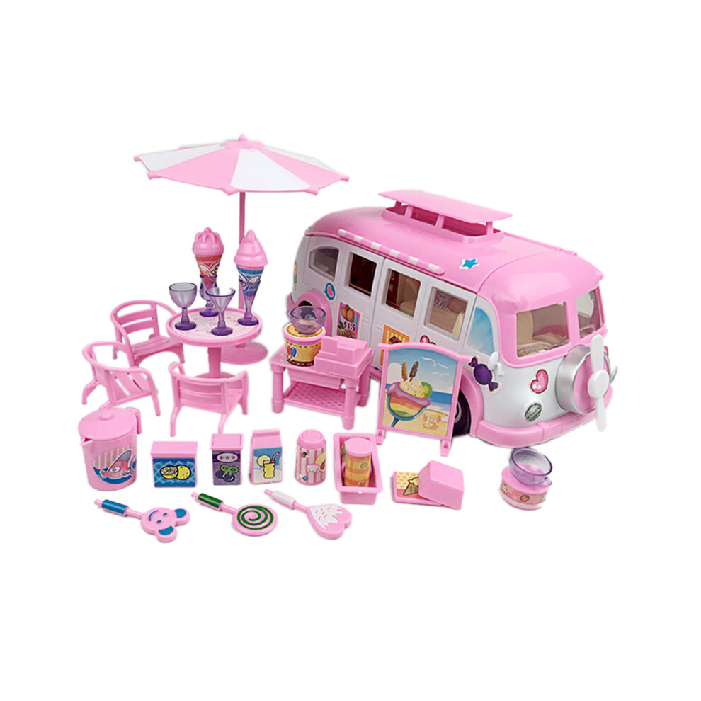 Juego De Coche Para NiñOs, Picnic, Helado, Caravana, Juguetes Convertibles, Silla, Pegatinas, Traje, Juguetes (Rosa)-image