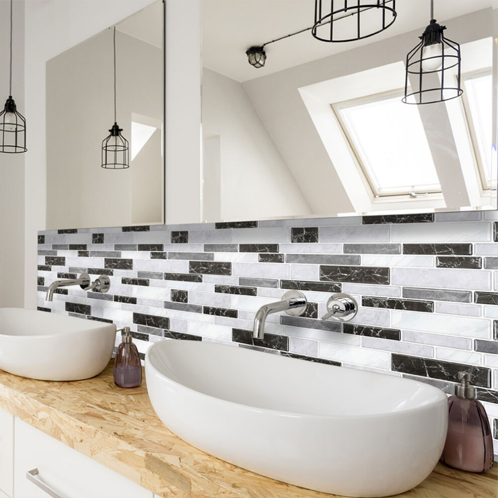 10Pcs Kitchen Bathroom Marble Pattern Self-Adhesive Wall Tile Sticker