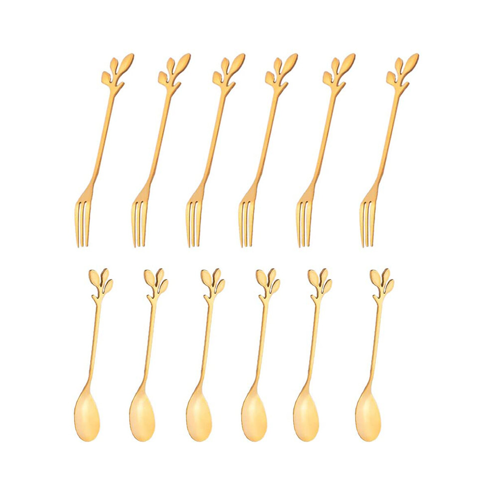 Set Da 12 Forchette E Cucchiai In Acciaio Inossidabile, Stoviglie Per Gelato, Tè E Caffè, Cucina