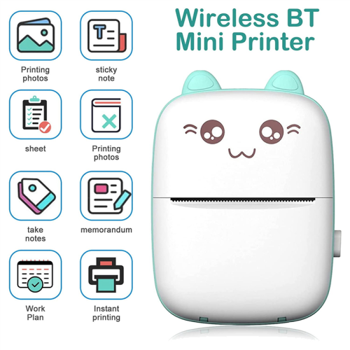 Mini Printer,Portable Pocket Printer,Bluetooth Wireless Smart Thermal Inkless Printer,Smartphone Photo Printer,Blue 2