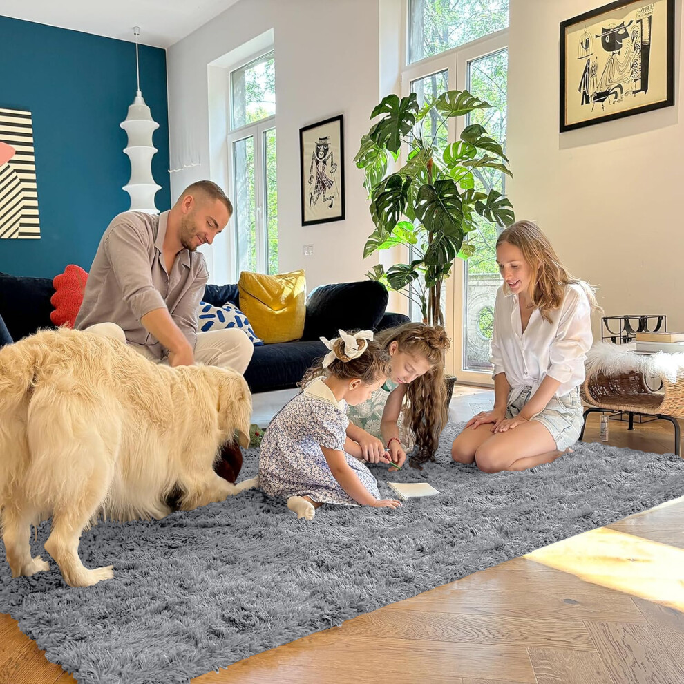 Grey Runner Rug Kitchen Living Room Carpet Mat Soft Pile Shaggy Rug UK