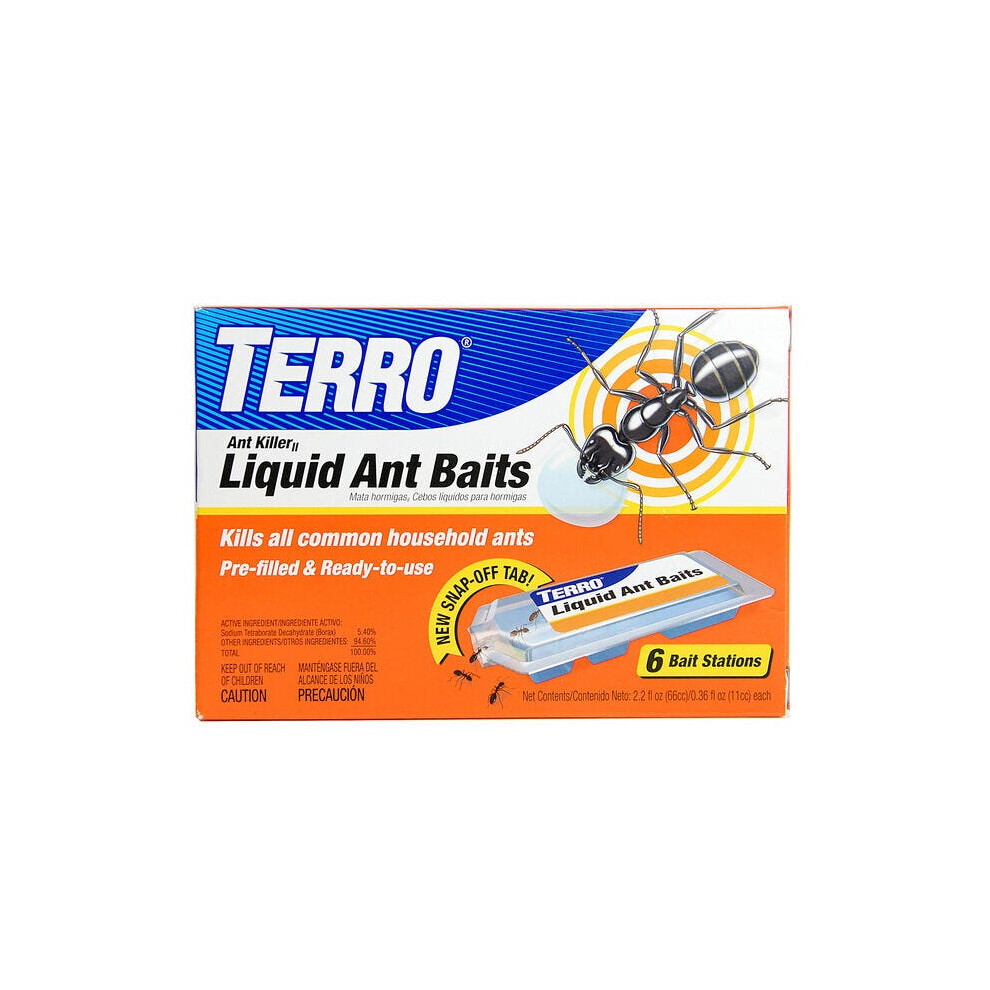 TERRO Liquid Ant Baits - 6 Bait Stations | Kills All Common Household Ants | Ready to Use | Ant killer