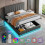 135*190cm Ottoman Double Bed with LED Lighting, PU Leather, Grey 6