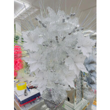 Artificial Glitter Flower Arrangement, 35 cm White and Silver
