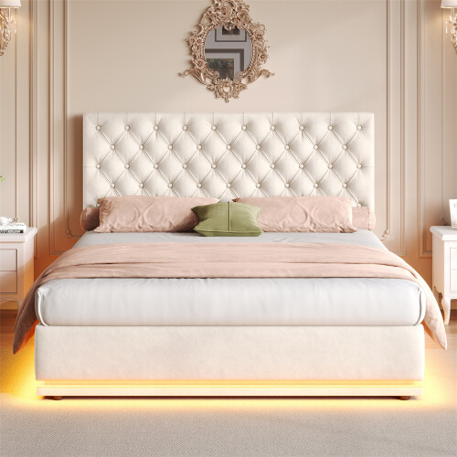 4ft6 Double Bed Frame with Handmade Button Tufted Adjustable Headboard 2
