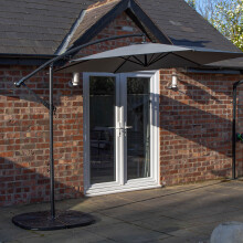 3m Grey Cantilever Parasol with Crank Handle – UV Protected, Tilt-Adjustable Shade for Patio and Garden