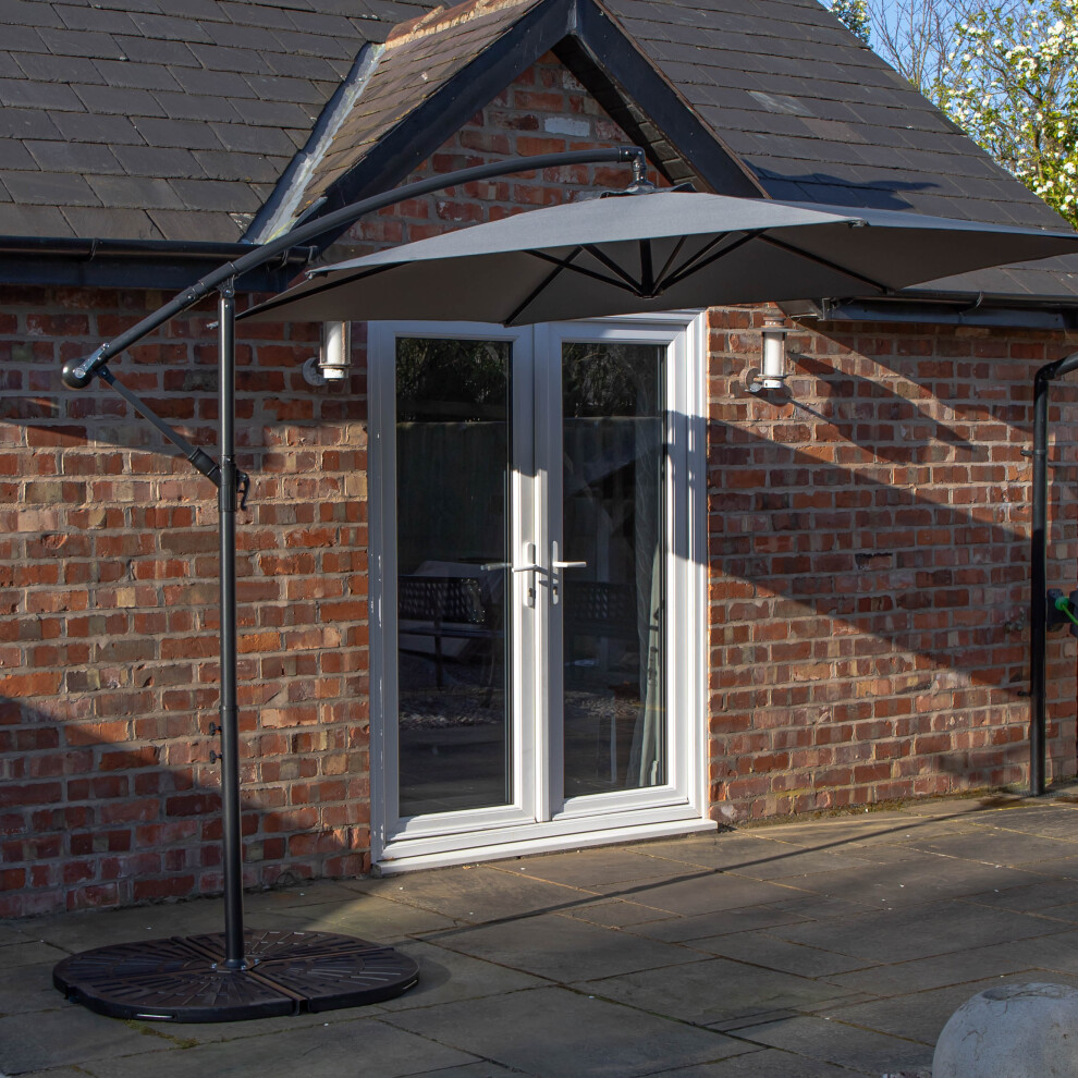 3m Cantilever Parasol in Grey with Crank Handle for Banana Parasol