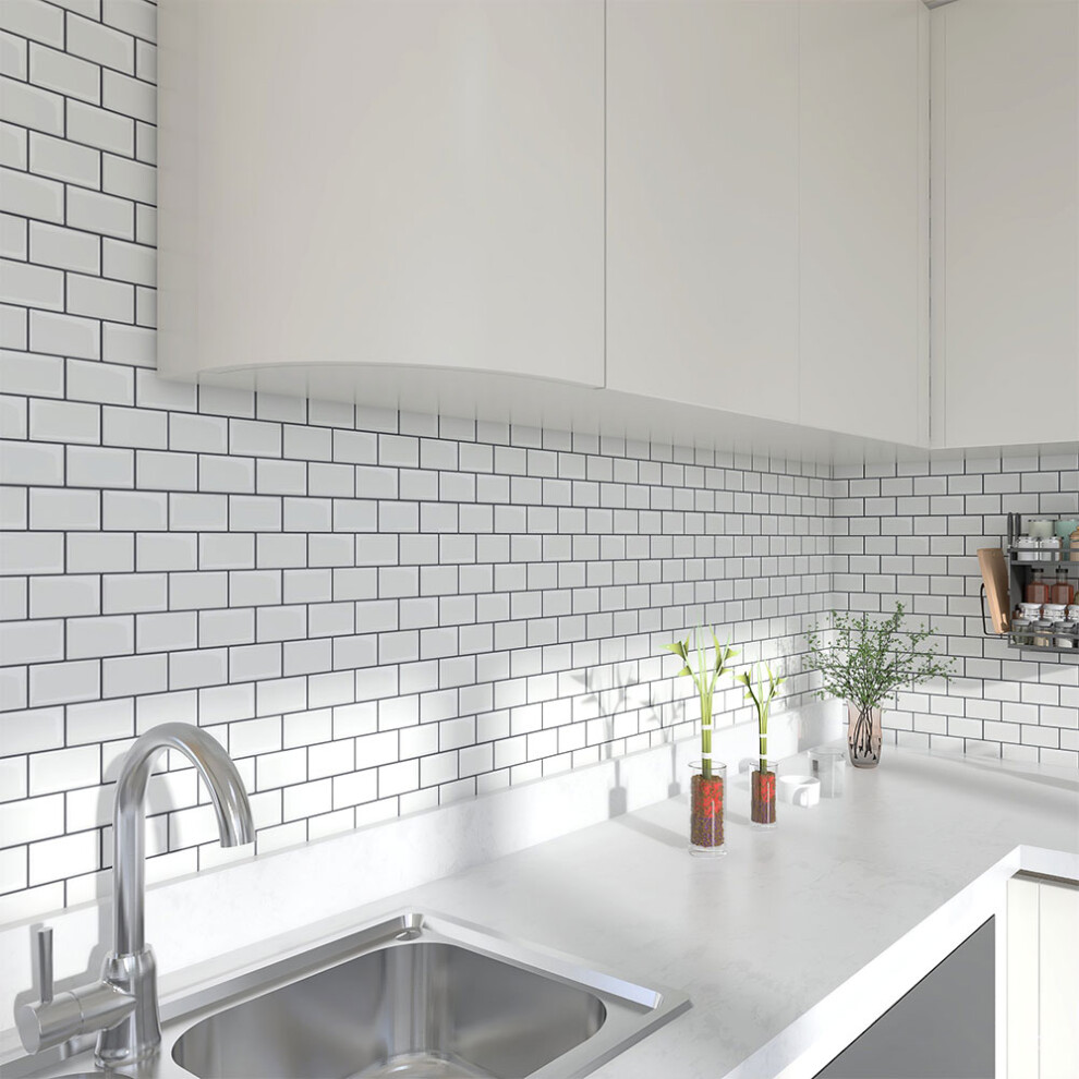 (White) 10PCS Lattice Brick Pattern Wall Tile Stickers