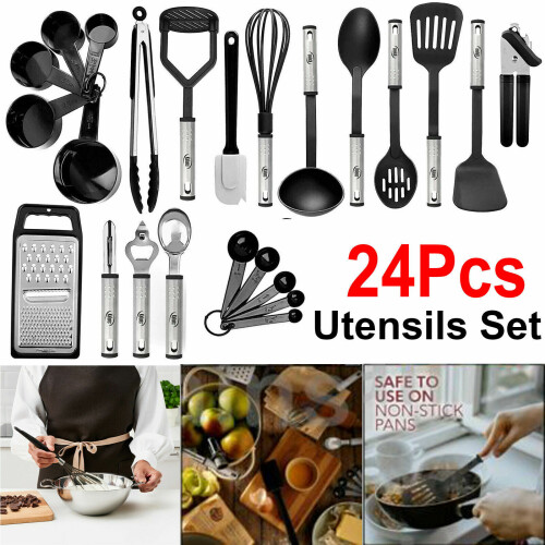 24 Pcs Kitchen Utensils Set Silicone Cooking Nonstick Spatula Turner Spoon Tools